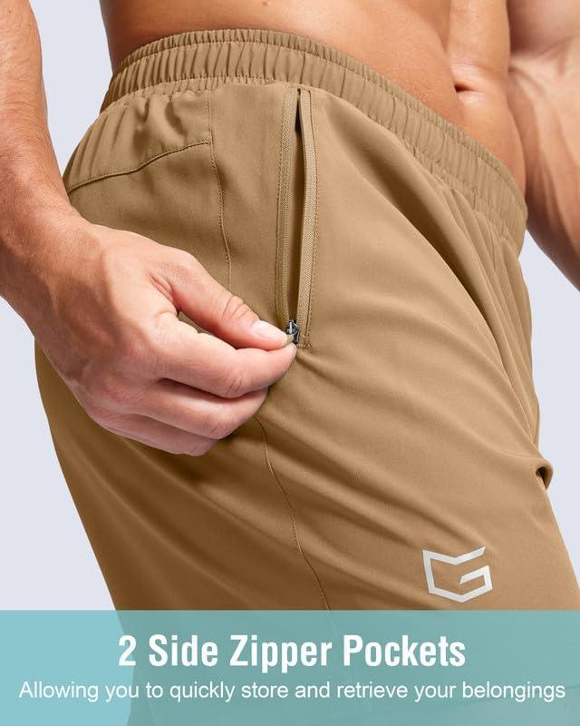 imageG Gradual Mens Athletic Running Shorts with Zipper Pockets Quick Dry 7 5 9 Workout Gym Shorts for Basketball HikingDark Khaki