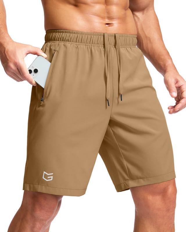 imageG Gradual Mens Athletic Running Shorts with Zipper Pockets Quick Dry 7 5 9 Workout Gym Shorts for Basketball HikingDark Khaki