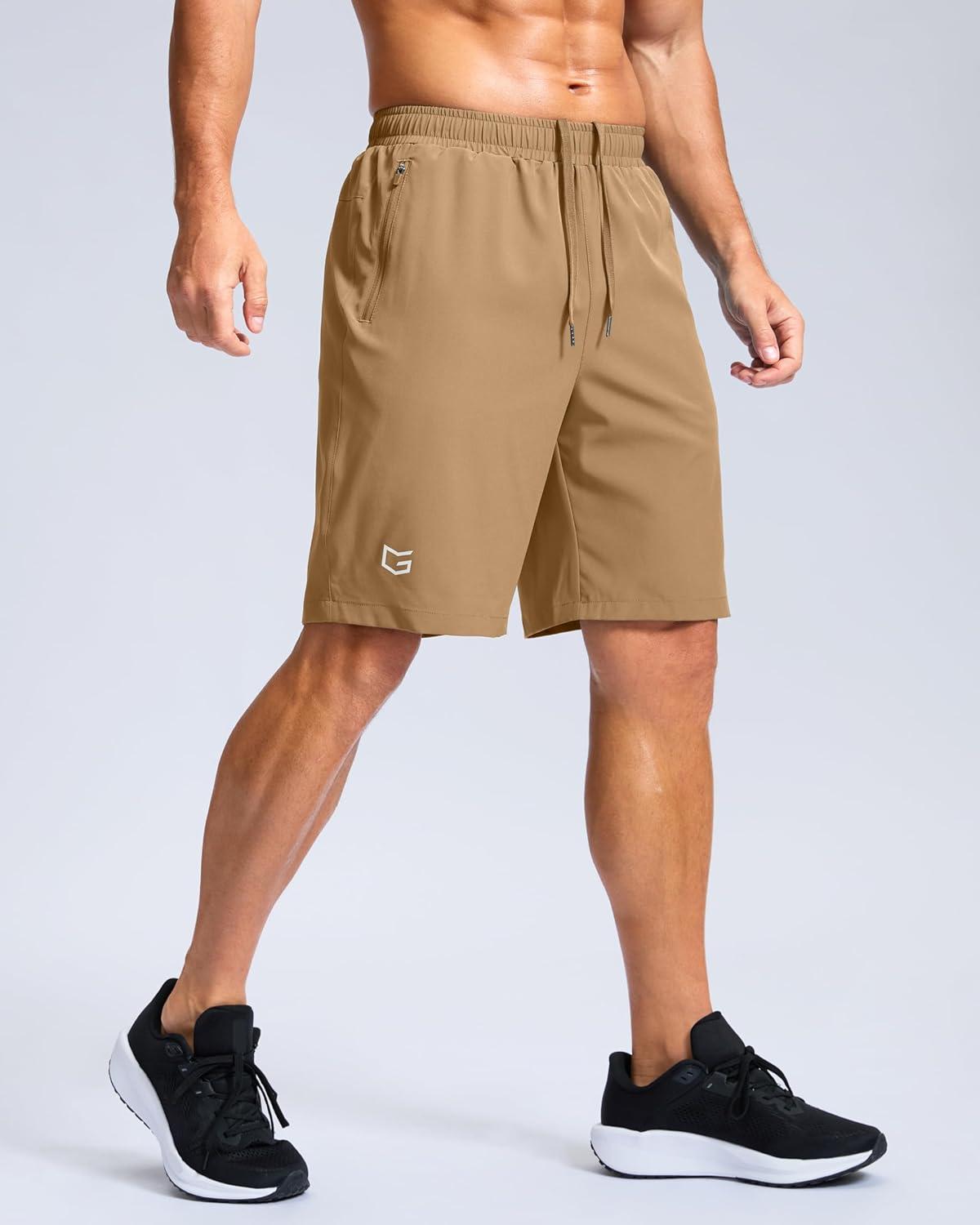 imageG Gradual Mens Athletic Running Shorts with Zipper Pockets Quick Dry 7 5 9 Workout Gym Shorts for Basketball HikingDark Khaki