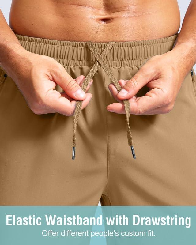 imageG Gradual Mens Athletic Running Shorts with Zipper Pockets Quick Dry 7 5 9 Workout Gym Shorts for Basketball HikingDark Khaki