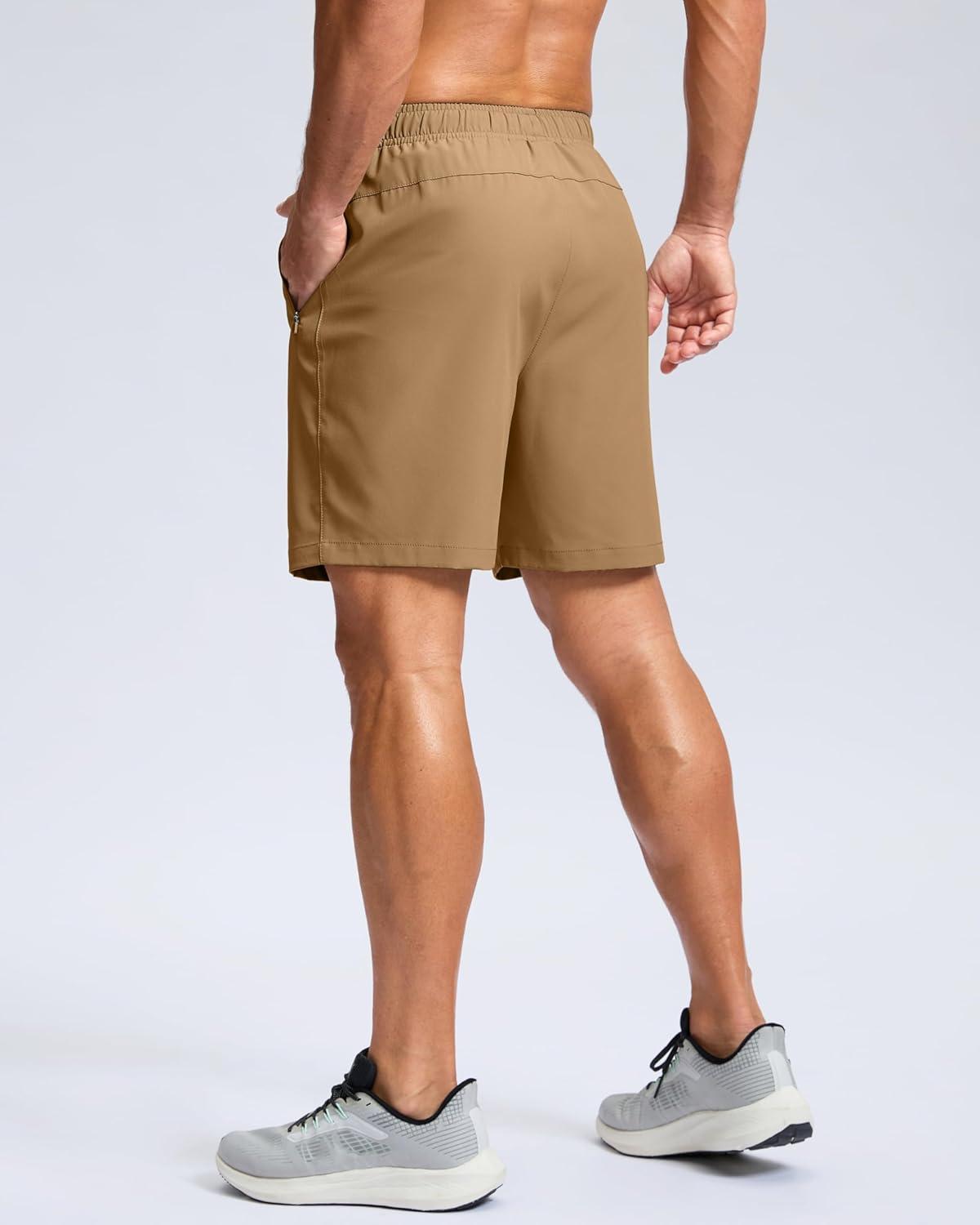imageG Gradual Mens Athletic Running Shorts with Zipper Pockets Quick Dry 7 5 9 Workout Gym Shorts for Basketball HikingDark Khaki