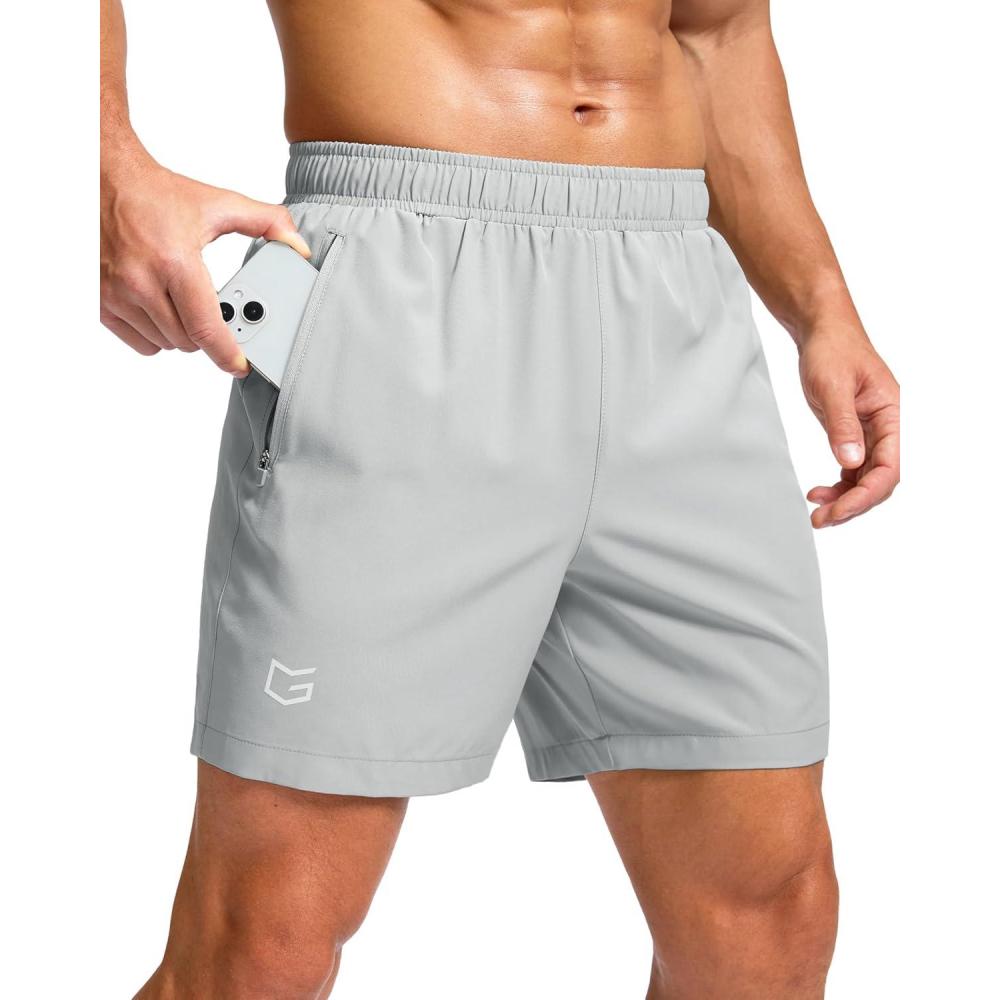 imageG Gradual Mens Athletic Running Shorts with Zipper Pockets Quick Dry 7 5 9 Workout Gym Shorts for Basketball HikingPlatinum Grey