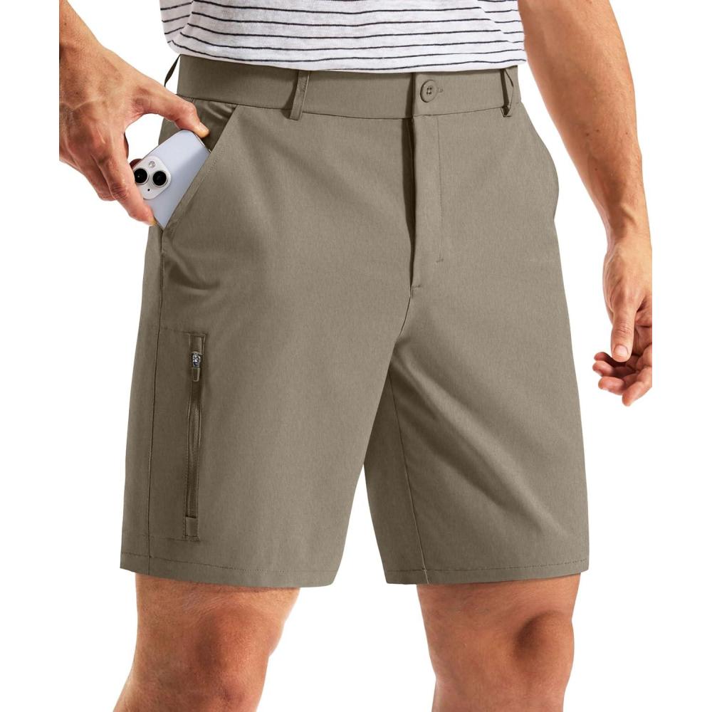 imageG Gradual Mens Golf Dress Shorts 7 Inch Inseam Lightweight Quick Dry Chino Casual Work Shorts for Men with 4 PocketsStone Grey