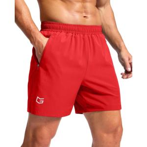 G Gradual Men’s Athletic Running Shorts with Zipper Pockets Quick Dry 7″/ 5″/ 9″ Workout Gym Shorts for Basketball Hiking(Deep Red)