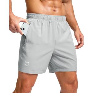 G Gradual Men’s Athletic Running Shorts with Zipper Pockets Quick Dry 7″/ 5″/ 9″ Workout Gym Shorts for Basketball Hiking(Platinum Grey)