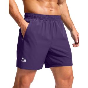 G Gradual Men’s Athletic Running Shorts with Zipper Pockets Quick Dry 7″/ 5″/ 9″ Workout Gym Shorts for Basketball Hiking(Purple)