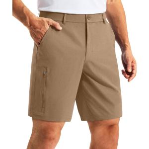 G Gradual Men’s Golf Dress Shorts 7 Inch Inseam Lightweight Quick Dry Chino Casual Work Shorts for Men with 4 Pockets(Dark Khaki)