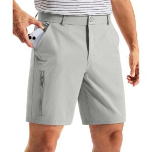 G Gradual Men’s Golf Dress Shorts 7 Inch Inseam Lightweight Quick Dry Chino Casual Work Shorts for Men with 4 Pockets(Light Grey)