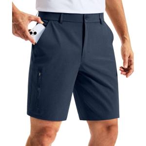 G Gradual Men’s Golf Dress Shorts 7 Inch Inseam Lightweight Quick Dry Chino Casual Work Shorts for Men with 4 Pockets(Navy)
