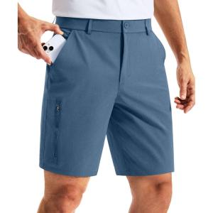 G Gradual Men’s Golf Dress Shorts 7 Inch Inseam Lightweight Quick Dry Chino Casual Work Shorts for Men with 4 Pockets(Slate Blue)