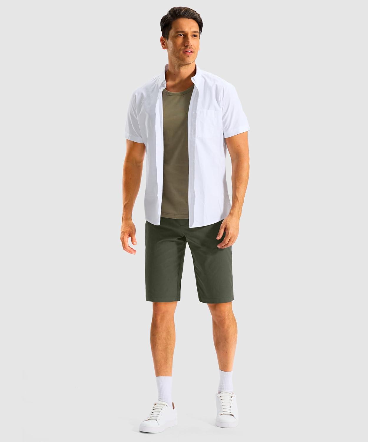 imageG GRADUAL Mens Shorts 11 Lightweight Casual Golf Shorts for Men Hiking Work Outdoor Stretch QuickDry with 3 Zipper PocketsArmy Green