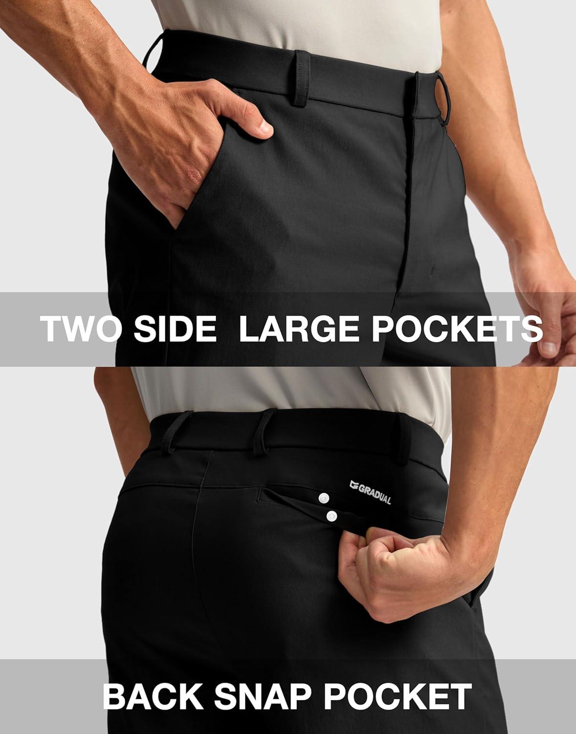 imageG Gradual Mens Golf Dress Shorts 5 7 9 Stretch Casual Work Flat Front Shorts for Men with 3 Pockets Quick DryBlack