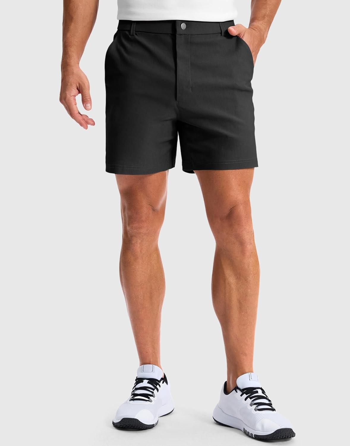 imageG Gradual Mens Golf Dress Shorts 5 7 9 Stretch Casual Work Flat Front Shorts for Men with 3 Pockets Quick DryBlack