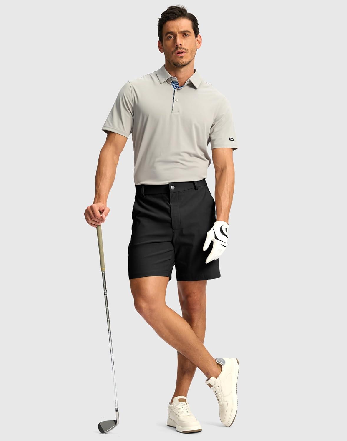 imageG Gradual Mens Golf Dress Shorts 5 7 9 Stretch Casual Work Flat Front Shorts for Men with 3 Pockets Quick DryBlack