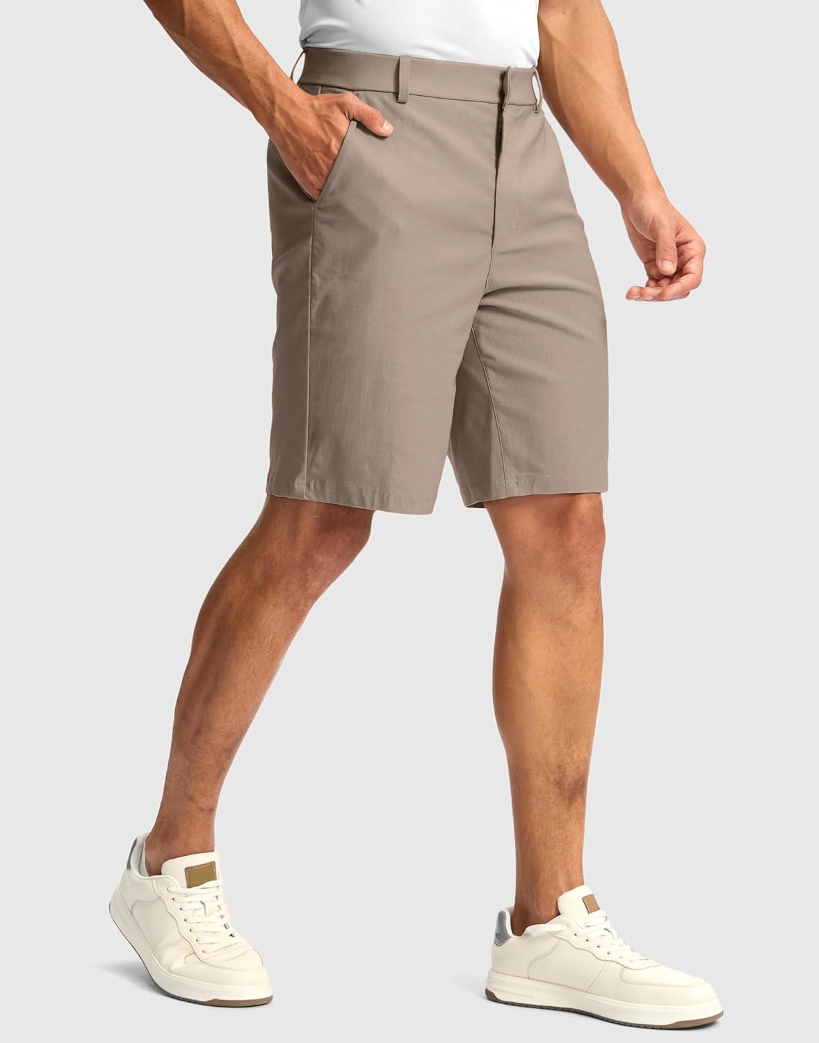 imageG Gradual Mens Golf Dress Shorts 5 7 9 Stretch Casual Work Flat Front Shorts for Men with 3 Pockets Quick DryCarbon Dust