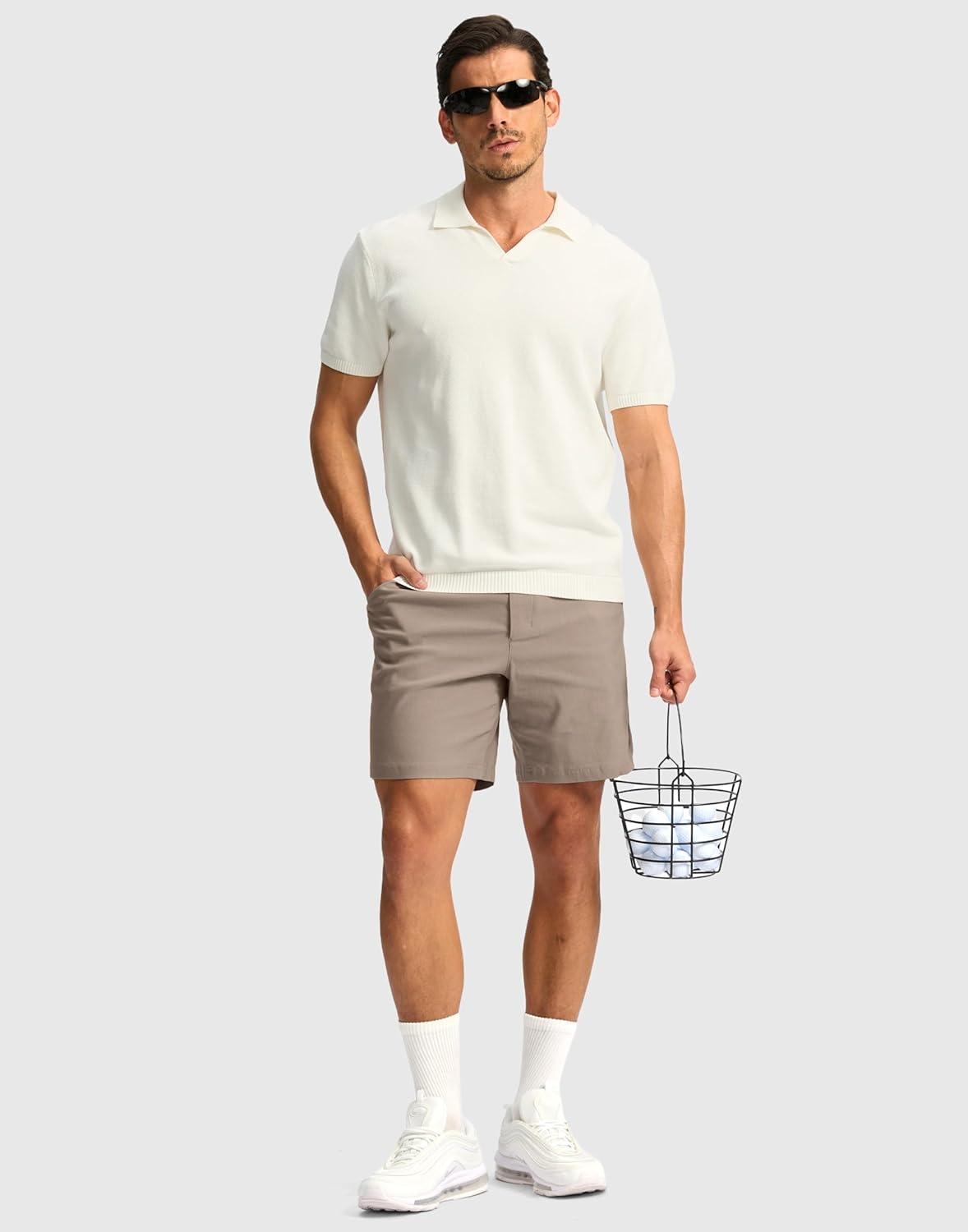 imageG Gradual Mens Golf Dress Shorts 5 7 9 Stretch Casual Work Flat Front Shorts for Men with 3 Pockets Quick DryCarbon Dust