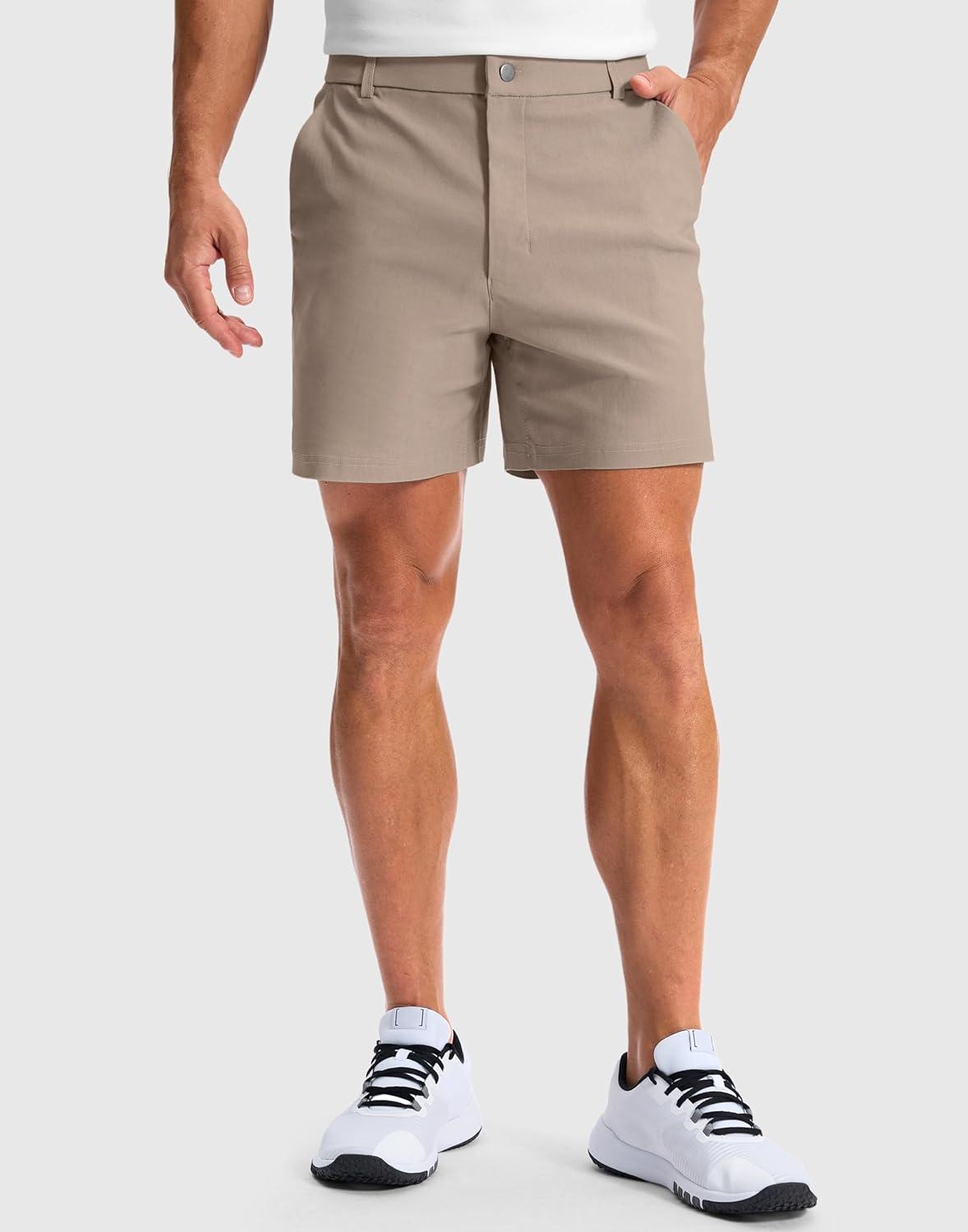 imageG Gradual Mens Golf Dress Shorts 5 7 9 Stretch Casual Work Flat Front Shorts for Men with 3 Pockets Quick DryCarbon Dust