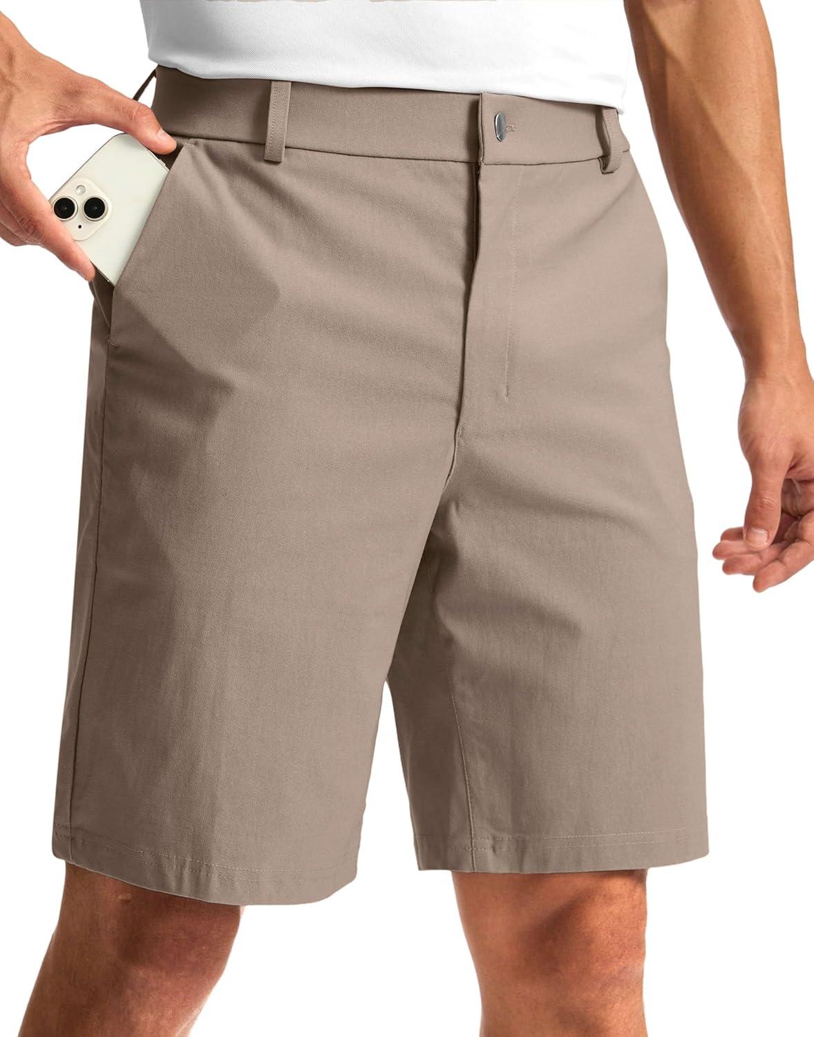 imageG Gradual Mens Golf Dress Shorts 5 7 9 Stretch Casual Work Flat Front Shorts for Men with 3 Pockets Quick DryCarbon Dust
