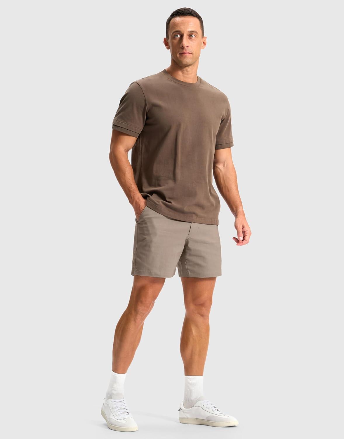imageG Gradual Mens Golf Dress Shorts 5 7 9 Stretch Casual Work Flat Front Shorts for Men with 3 Pockets Quick DryCarbon Dust