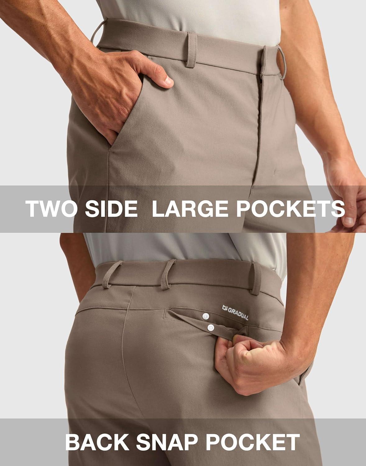 imageG Gradual Mens Golf Dress Shorts 5 7 9 Stretch Casual Work Flat Front Shorts for Men with 3 Pockets Quick DryCarbon Dust