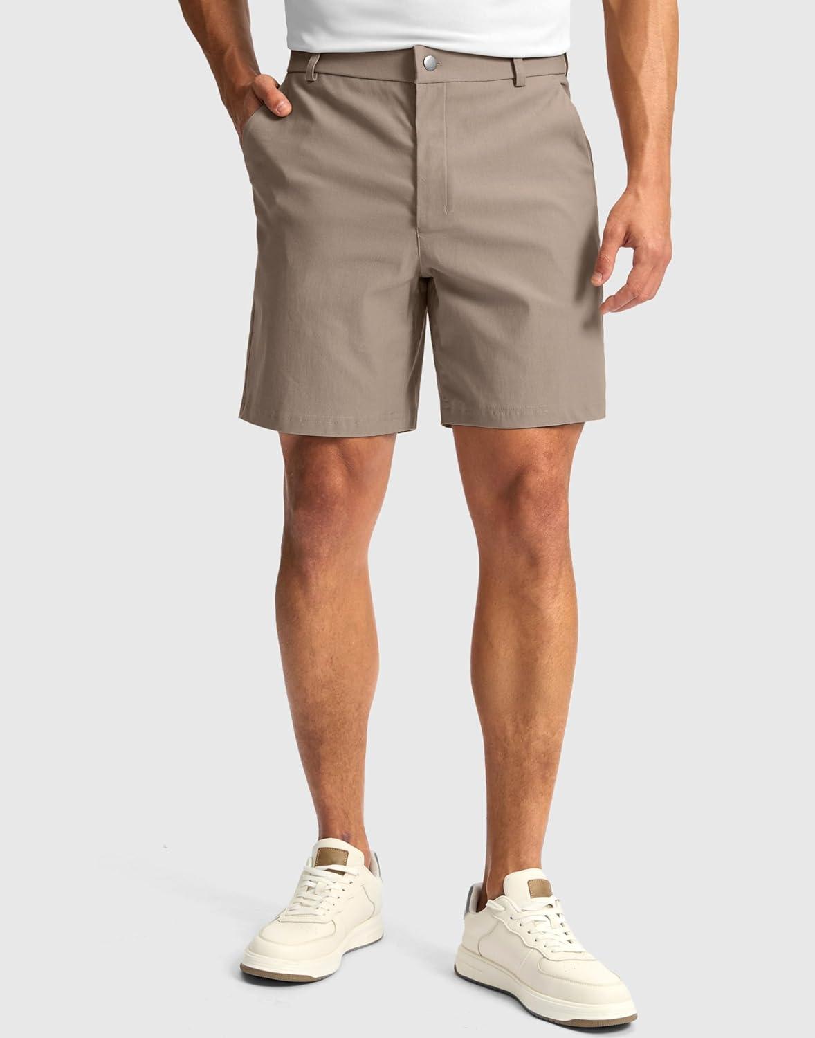 imageG Gradual Mens Golf Dress Shorts 5 7 9 Stretch Casual Work Flat Front Shorts for Men with 3 Pockets Quick DryCarbon Dust