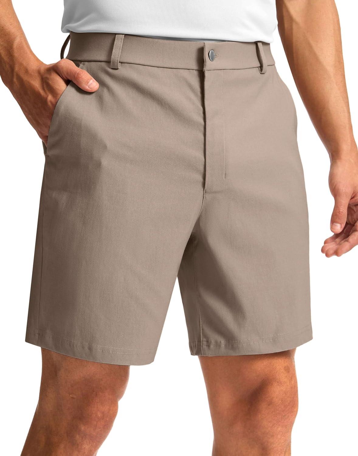 imageG Gradual Mens Golf Dress Shorts 5 7 9 Stretch Casual Work Flat Front Shorts for Men with 3 Pockets Quick DryCarbon Dust