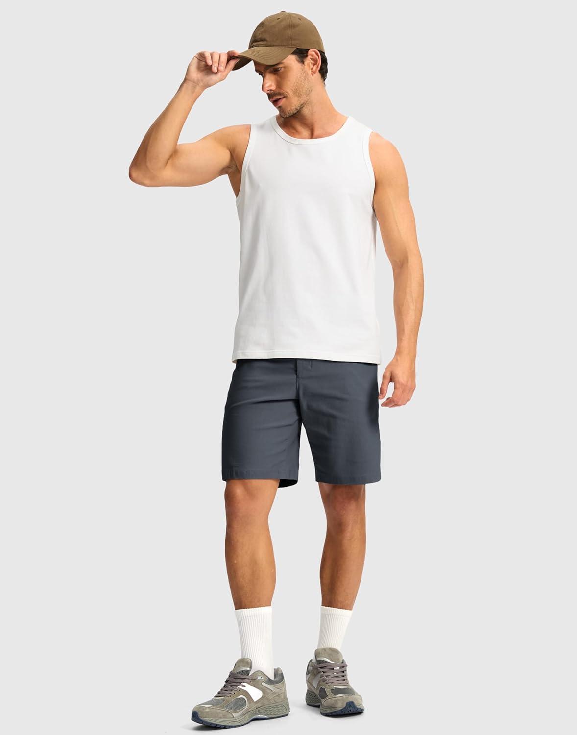 imageG Gradual Mens Golf Dress Shorts 5 7 9 Stretch Casual Work Flat Front Shorts for Men with 3 Pockets Quick DryDark Grey