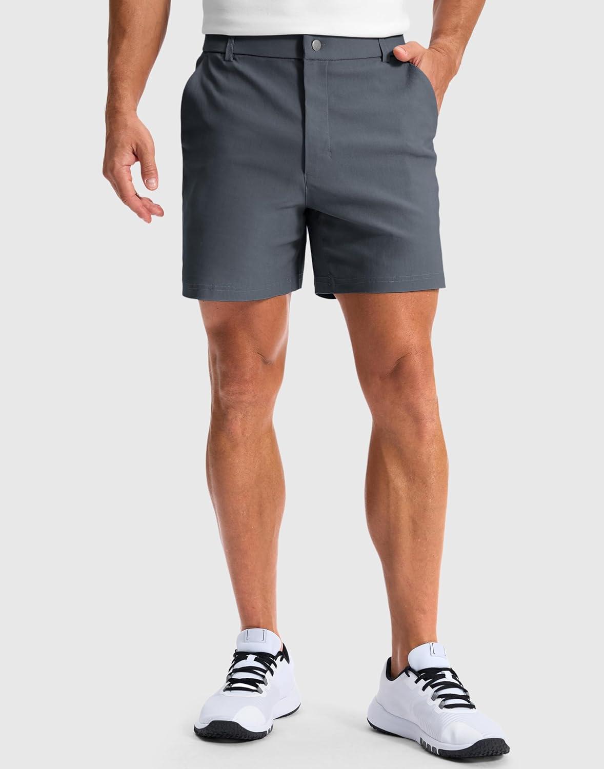 imageG Gradual Mens Golf Dress Shorts 5 7 9 Stretch Casual Work Flat Front Shorts for Men with 3 Pockets Quick DryDark Grey