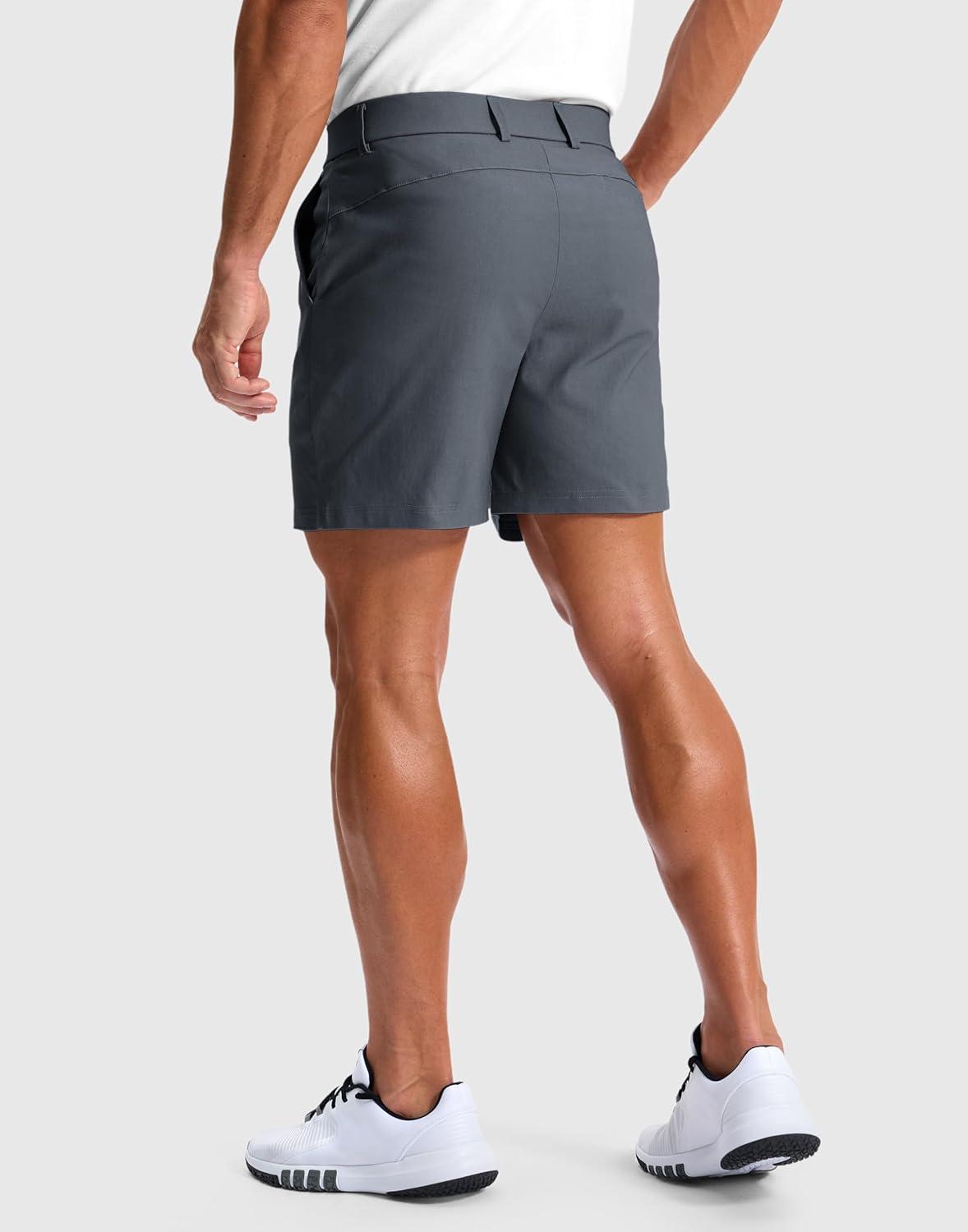 imageG Gradual Mens Golf Dress Shorts 5 7 9 Stretch Casual Work Flat Front Shorts for Men with 3 Pockets Quick DryDark Grey