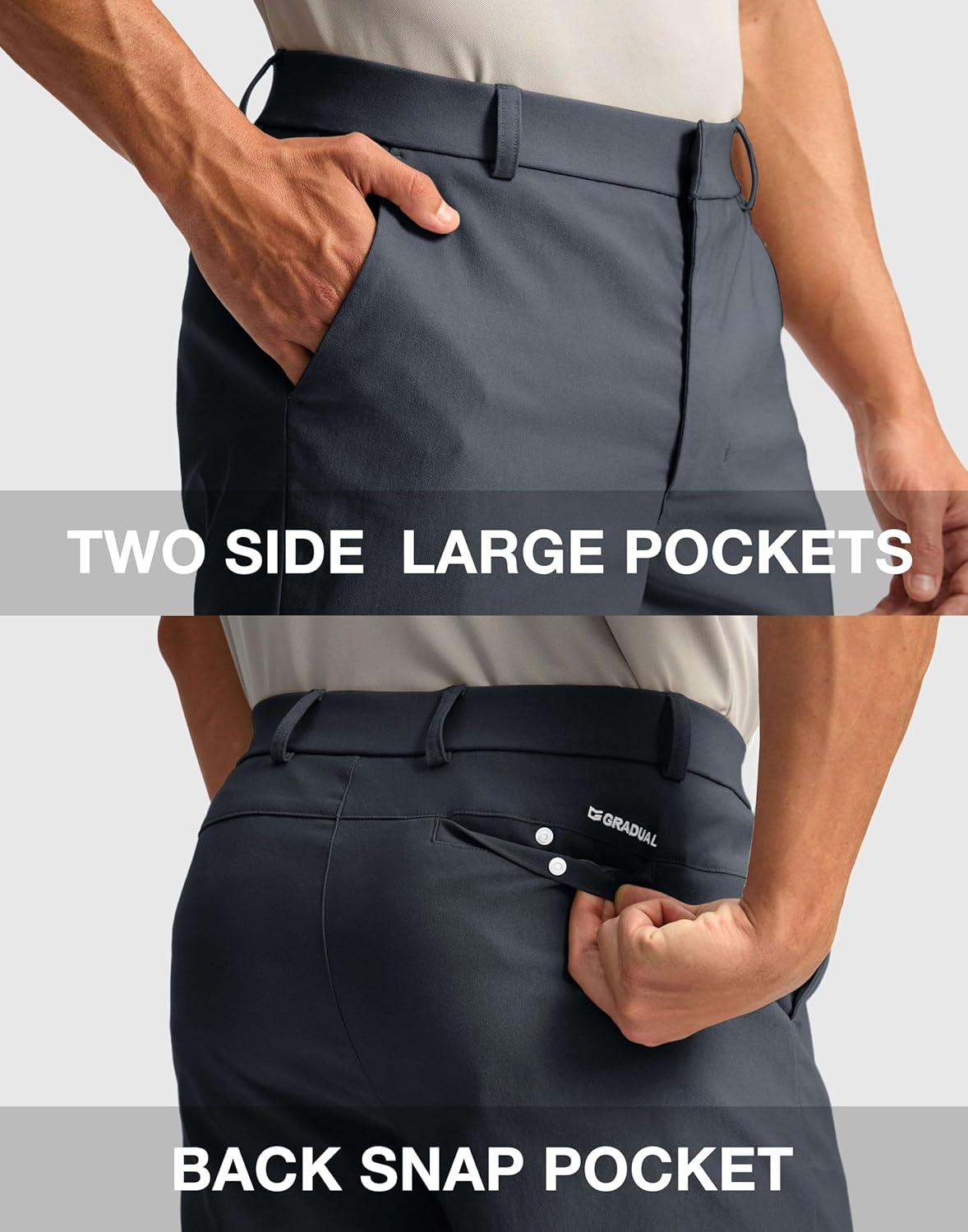 imageG Gradual Mens Golf Dress Shorts 5 7 9 Stretch Casual Work Flat Front Shorts for Men with 3 Pockets Quick DryDark Grey