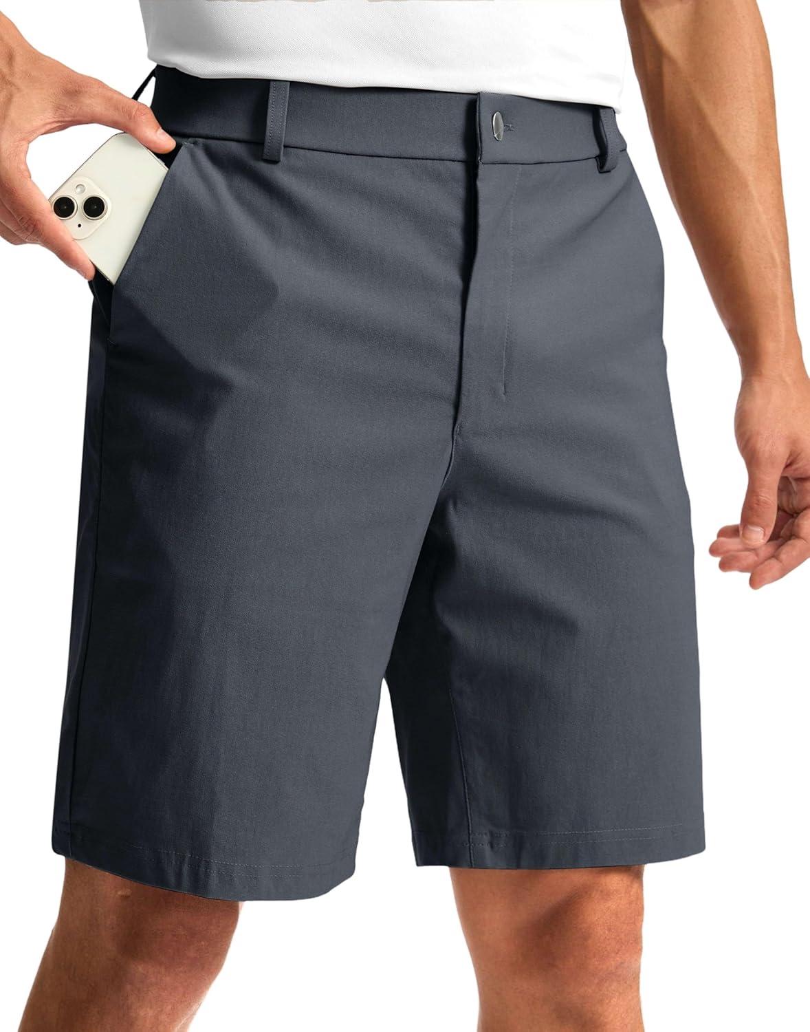 imageG Gradual Mens Golf Dress Shorts 5 7 9 Stretch Casual Work Flat Front Shorts for Men with 3 Pockets Quick DryDark Grey