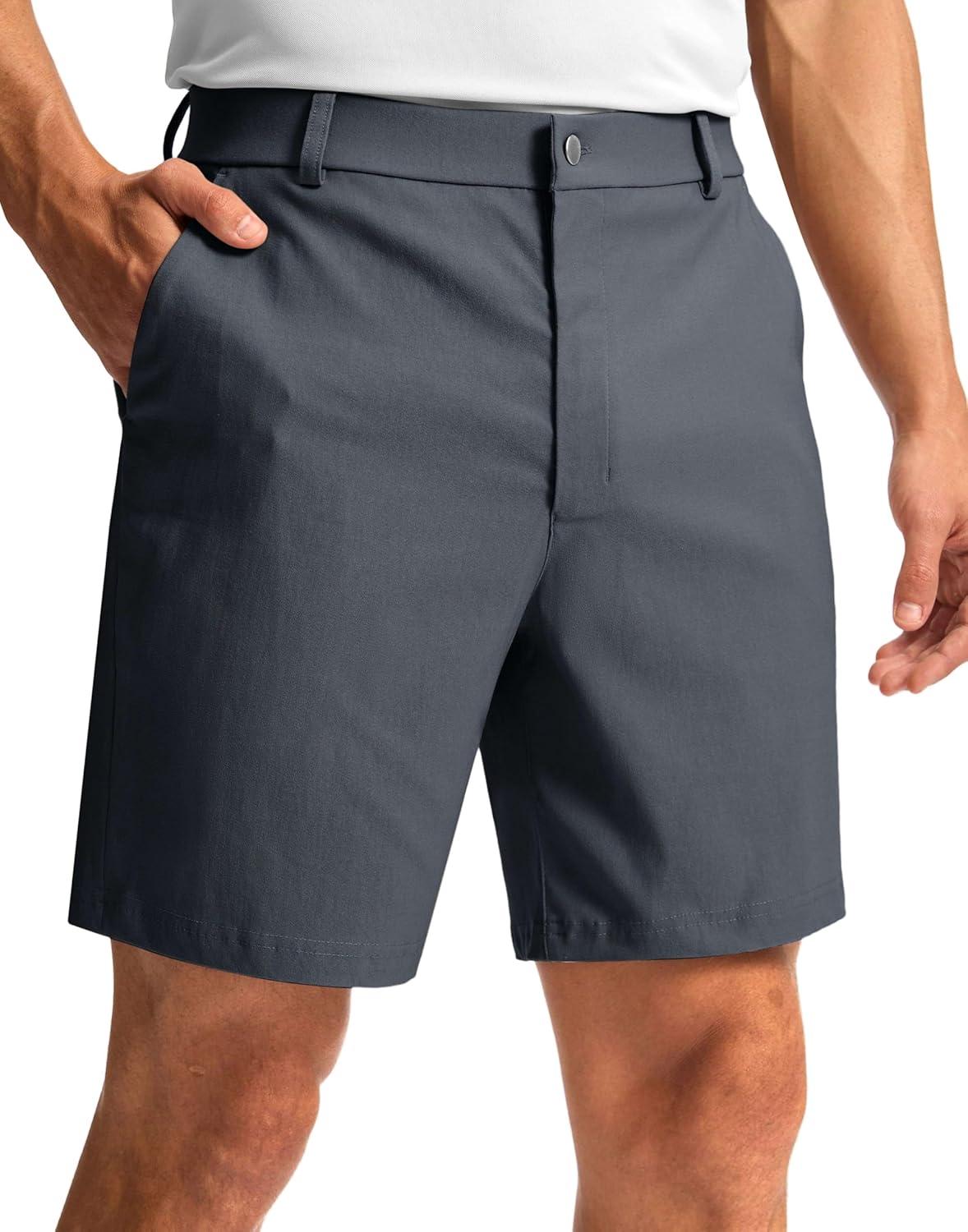 imageG Gradual Mens Golf Dress Shorts 5 7 9 Stretch Casual Work Flat Front Shorts for Men with 3 Pockets Quick DryDark Grey