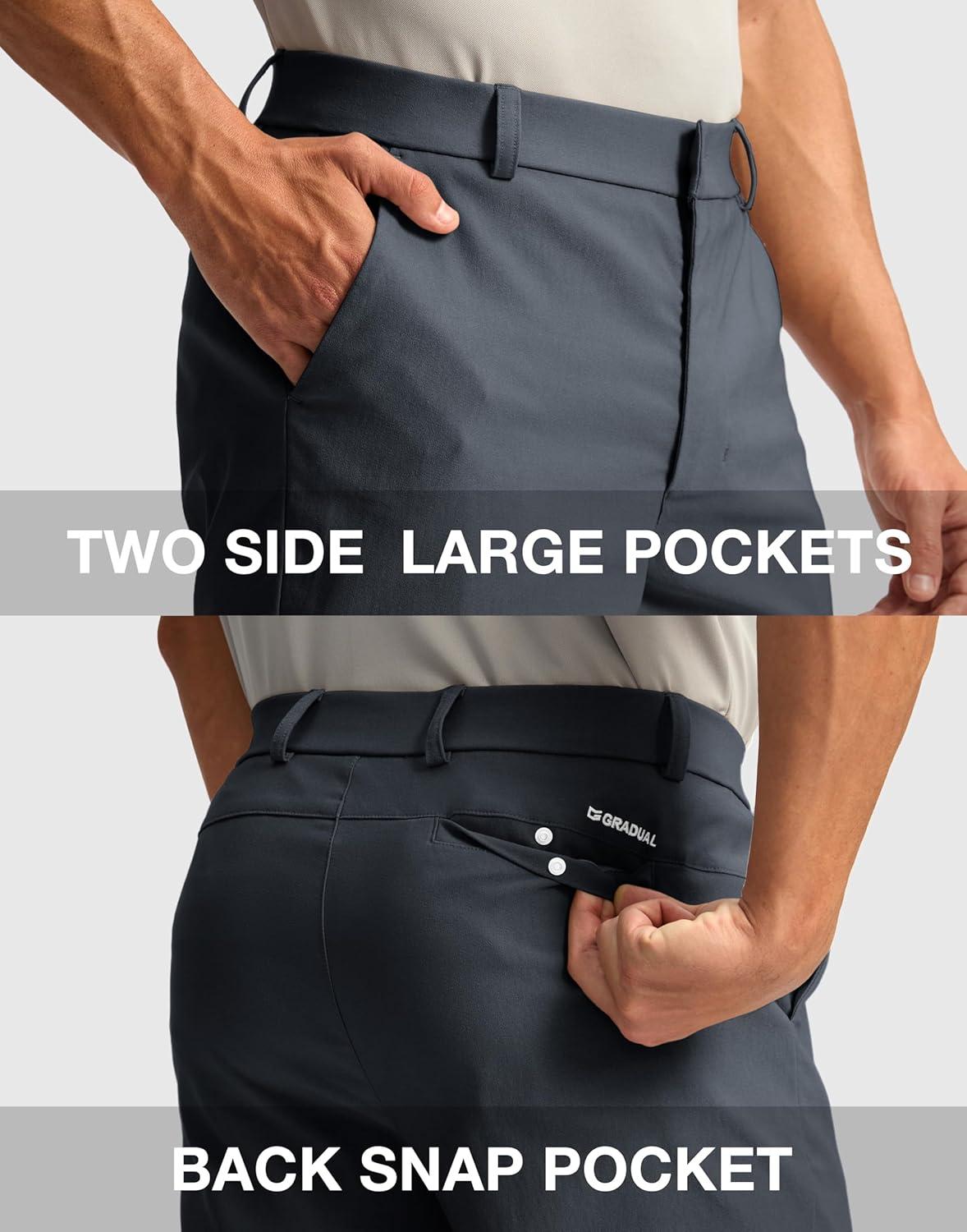 imageG Gradual Mens Golf Dress Shorts 5 7 9 Stretch Casual Work Flat Front Shorts for Men with 3 Pockets Quick DryDark Grey