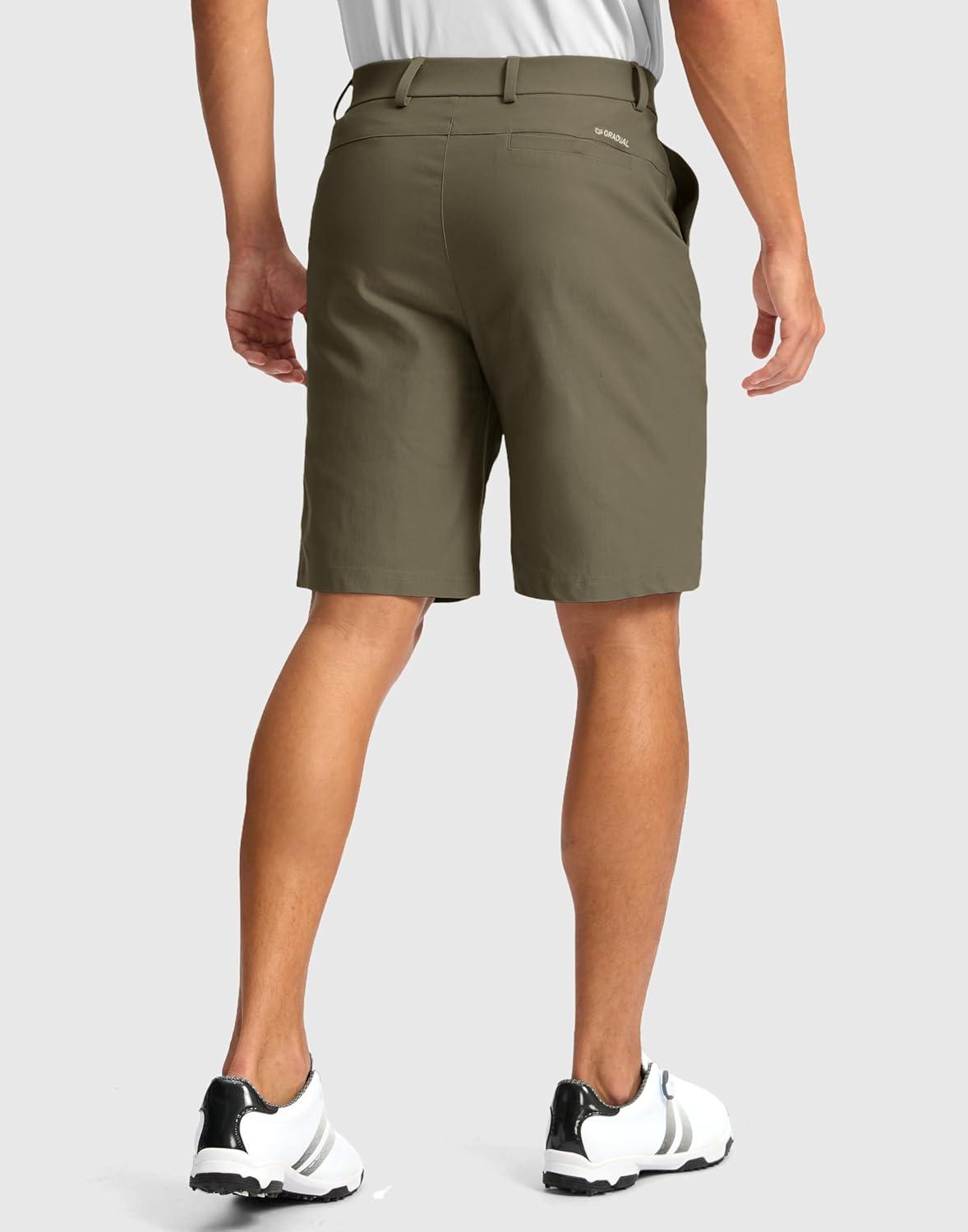 imageG Gradual Mens Golf Dress Shorts 5 7 9 Stretch Casual Work Flat Front Shorts for Men with 3 Pockets Quick DryDusty Khaki
