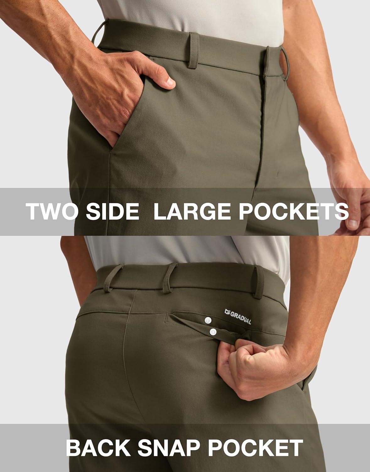 imageG Gradual Mens Golf Dress Shorts 5 7 9 Stretch Casual Work Flat Front Shorts for Men with 3 Pockets Quick DryDusty Khaki