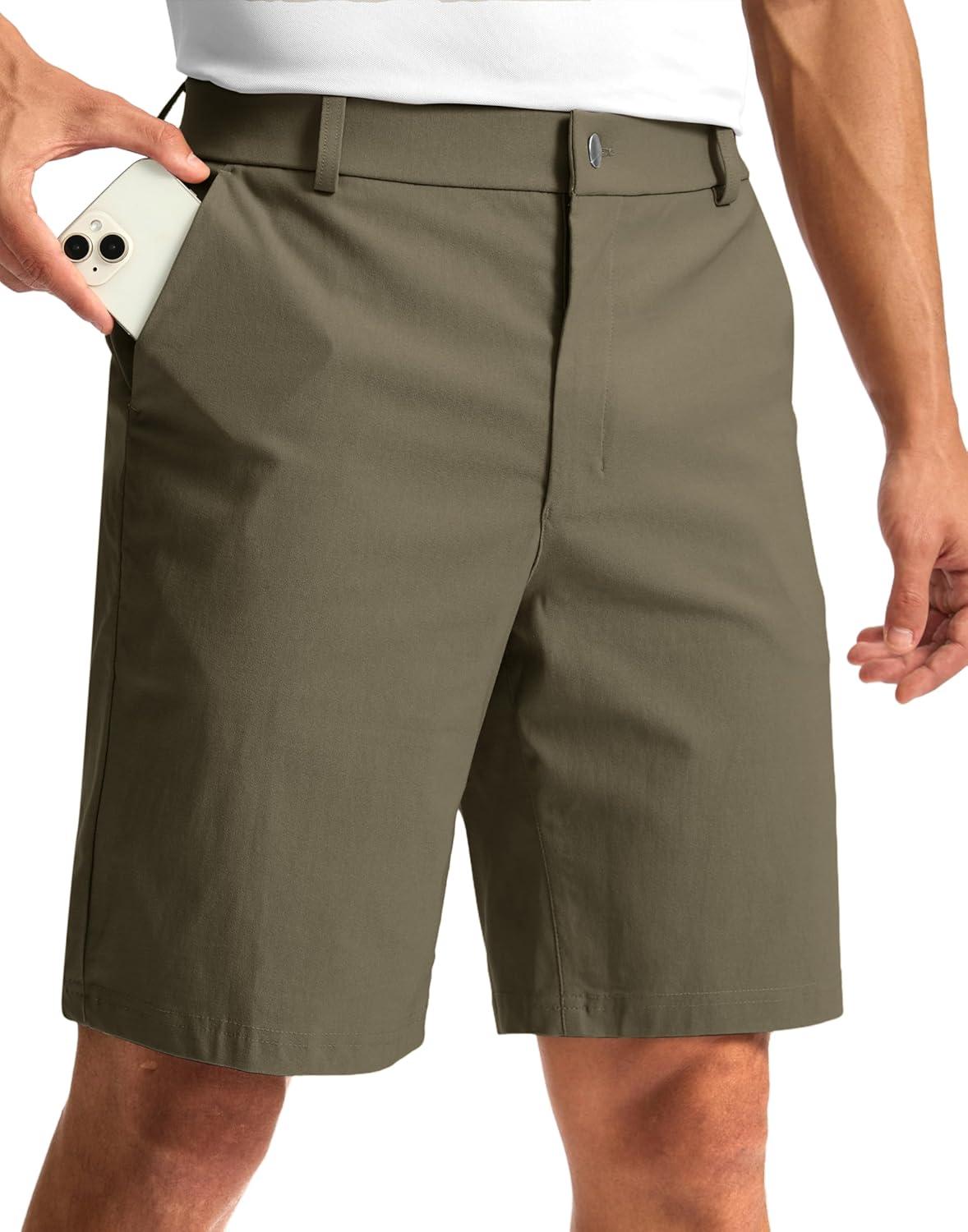 imageG Gradual Mens Golf Dress Shorts 5 7 9 Stretch Casual Work Flat Front Shorts for Men with 3 Pockets Quick DryDusty Khaki