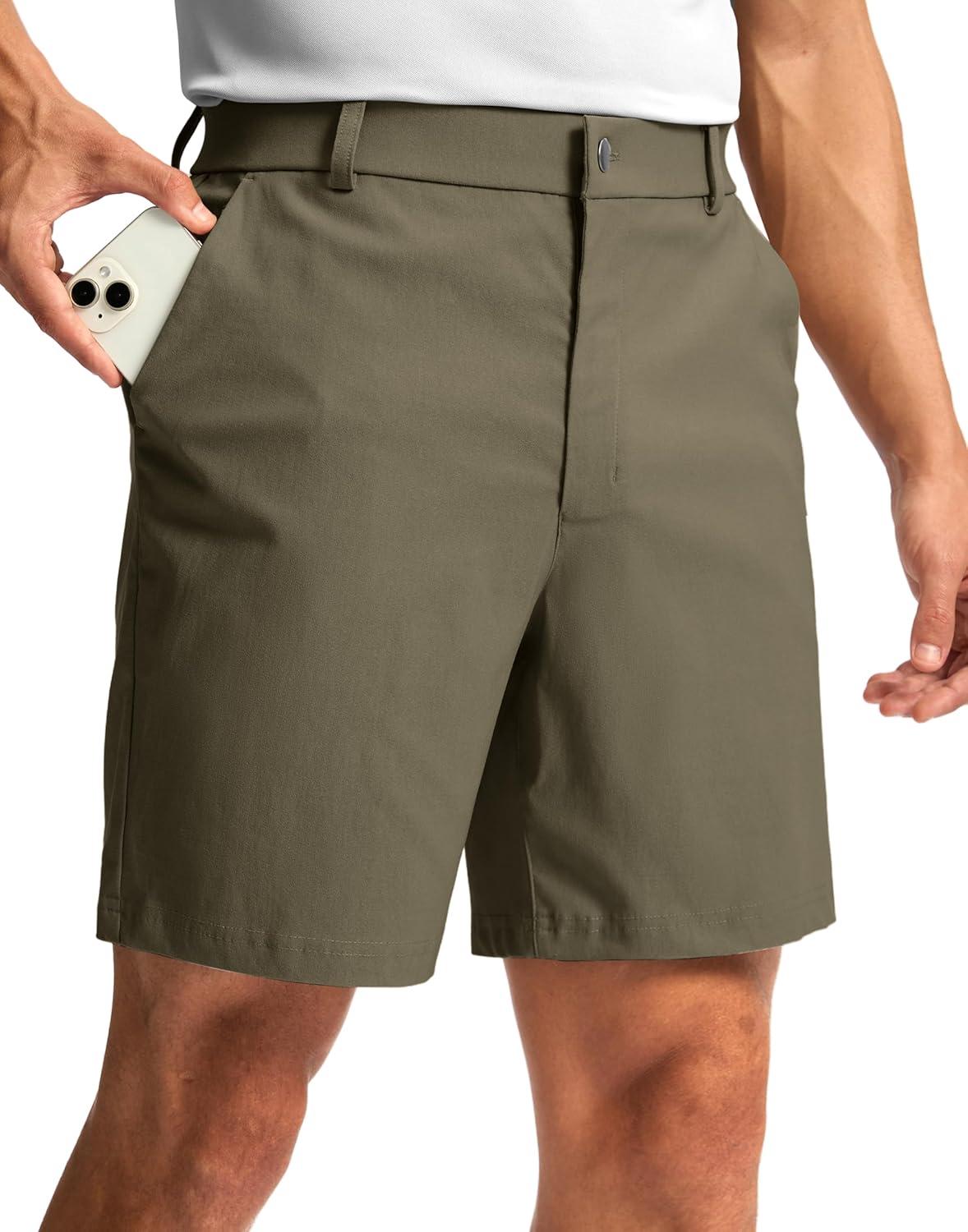 imageG Gradual Mens Golf Dress Shorts 5 7 9 Stretch Casual Work Flat Front Shorts for Men with 3 Pockets Quick DryDusty Khaki