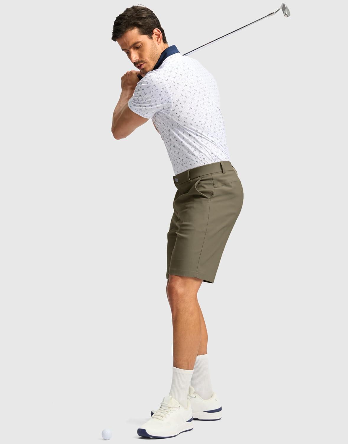 imageG Gradual Mens Golf Dress Shorts 5 7 9 Stretch Casual Work Flat Front Shorts for Men with 3 Pockets Quick DryDusty Khaki