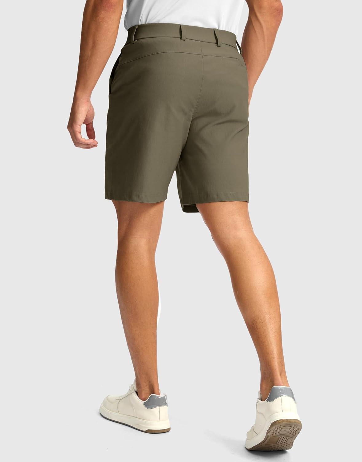 imageG Gradual Mens Golf Dress Shorts 5 7 9 Stretch Casual Work Flat Front Shorts for Men with 3 Pockets Quick DryDusty Khaki