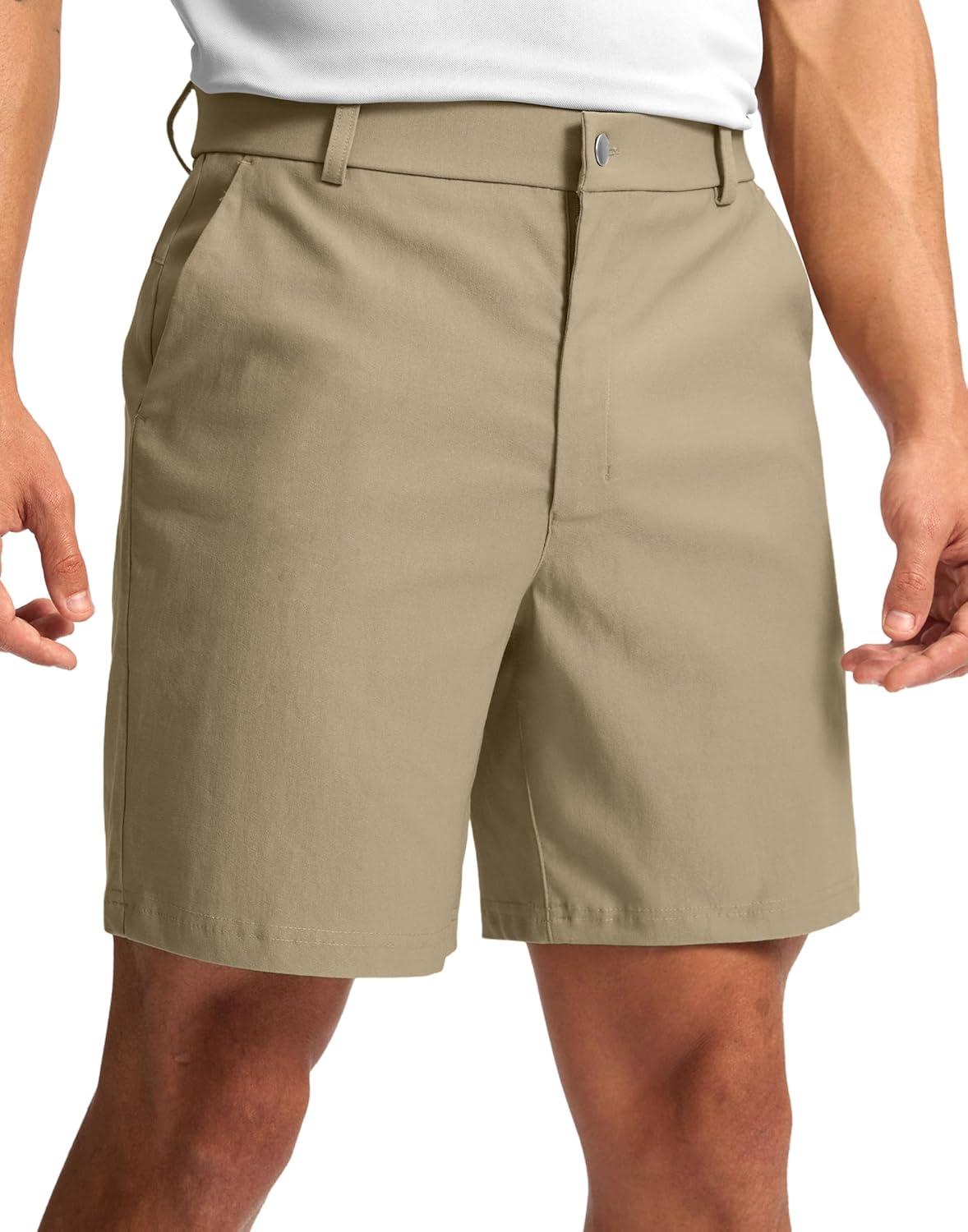 imageG Gradual Mens Golf Dress Shorts 5 7 9 Stretch Casual Work Flat Front Shorts for Men with 3 Pockets Quick DryKhaki