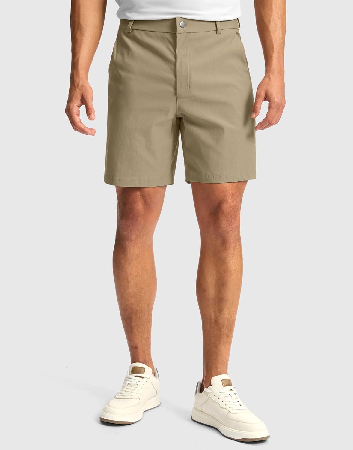 imageG Gradual Mens Golf Dress Shorts 5 7 9 Stretch Casual Work Flat Front Shorts for Men with 3 Pockets Quick DryKhaki