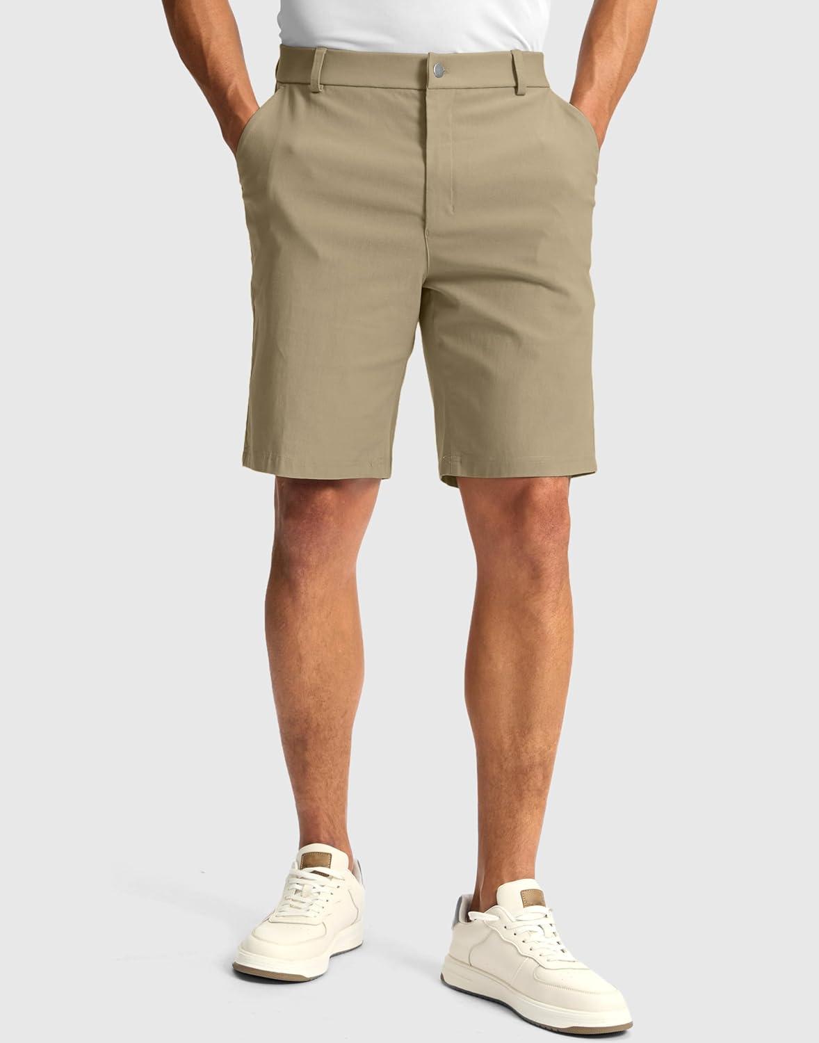 imageG Gradual Mens Golf Dress Shorts 5 7 9 Stretch Casual Work Flat Front Shorts for Men with 3 Pockets Quick DryKhaki