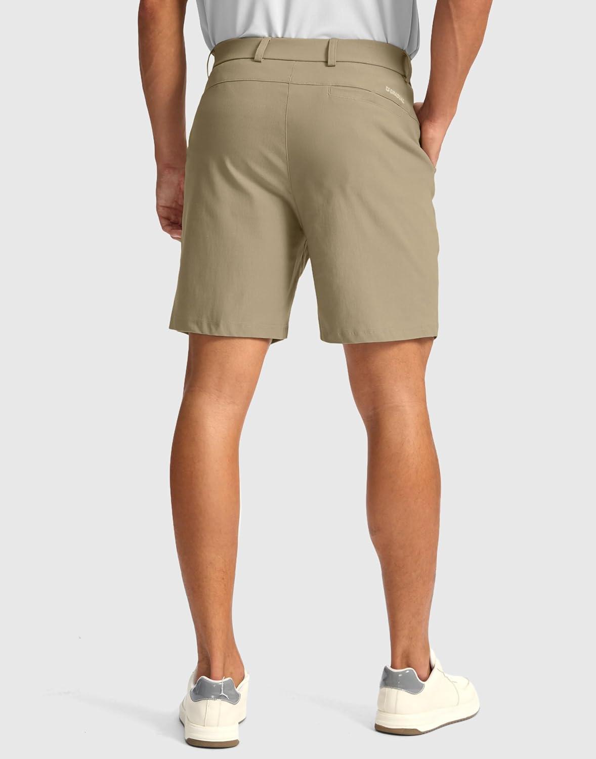 imageG Gradual Mens Golf Dress Shorts 5 7 9 Stretch Casual Work Flat Front Shorts for Men with 3 Pockets Quick DryKhaki