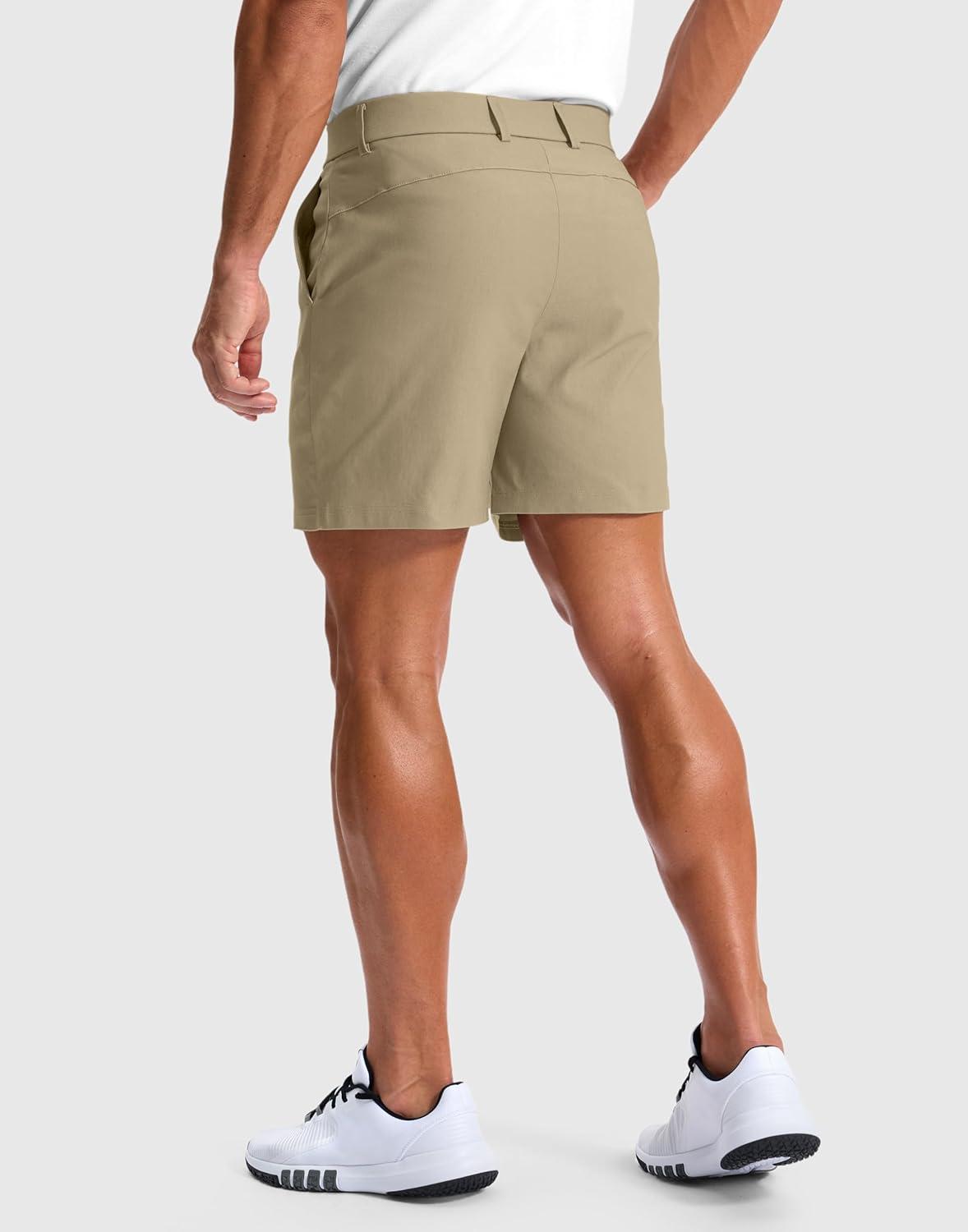 imageG Gradual Mens Golf Dress Shorts 5 7 9 Stretch Casual Work Flat Front Shorts for Men with 3 Pockets Quick DryKhaki