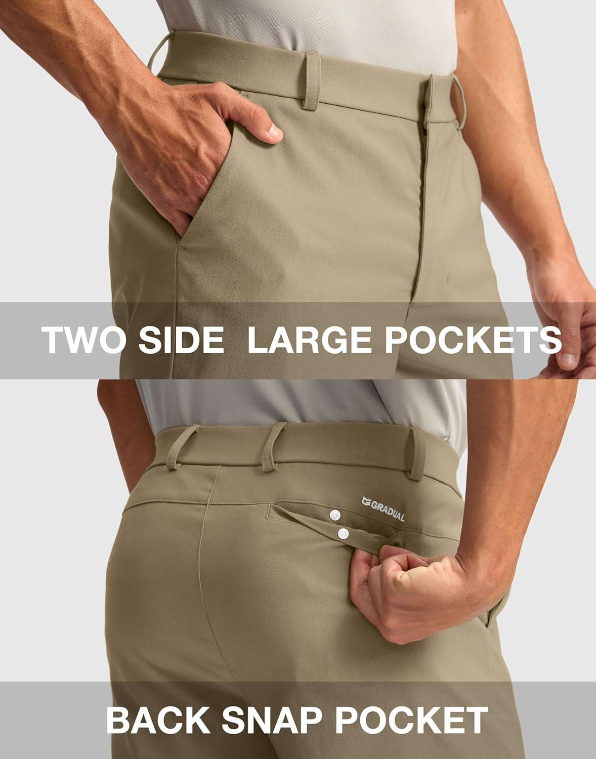 imageG Gradual Mens Golf Dress Shorts 5 7 9 Stretch Casual Work Flat Front Shorts for Men with 3 Pockets Quick DryKhaki