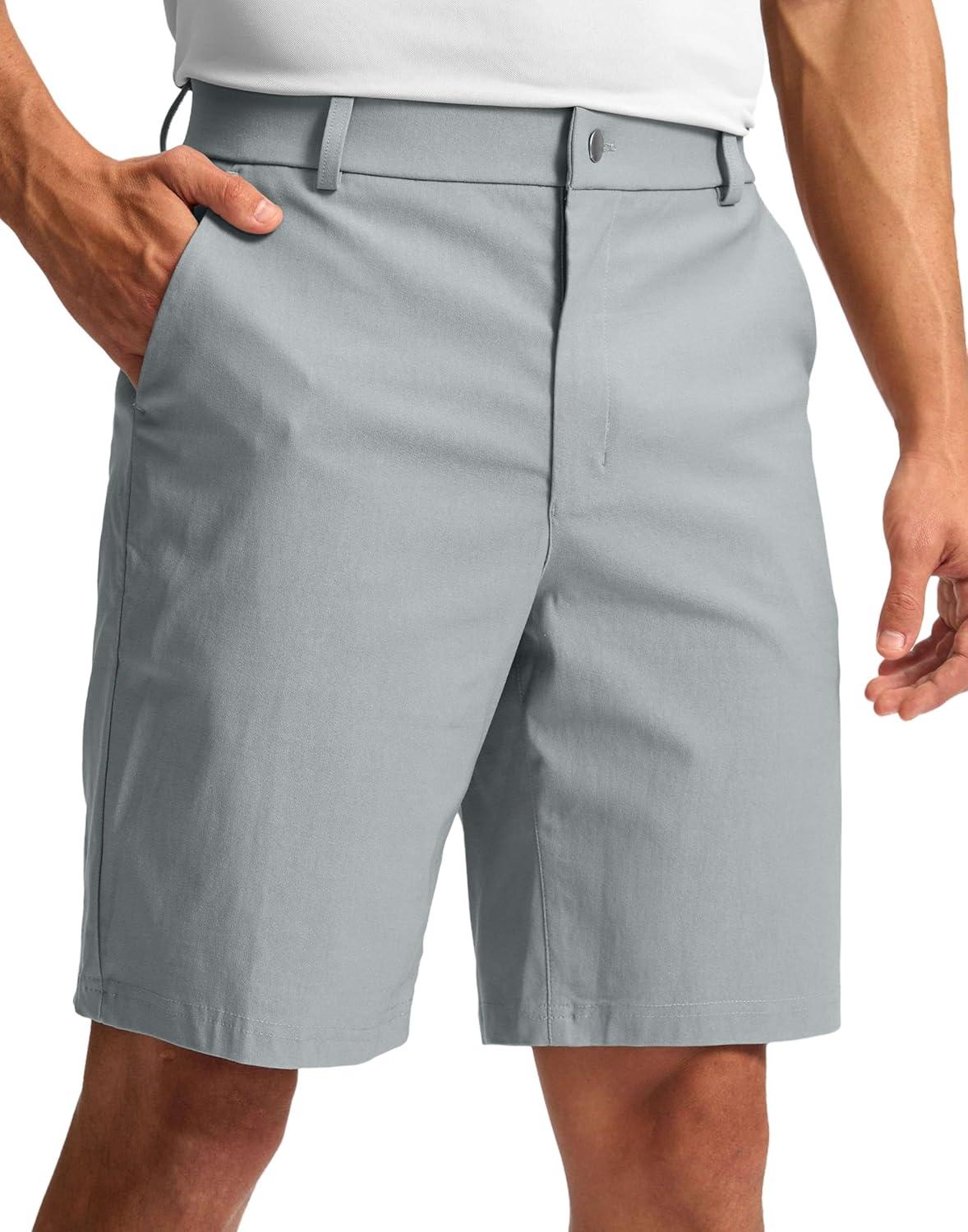 imageG Gradual Mens Golf Dress Shorts 5 7 9 Stretch Casual Work Flat Front Shorts for Men with 3 Pockets Quick DryLight Grey