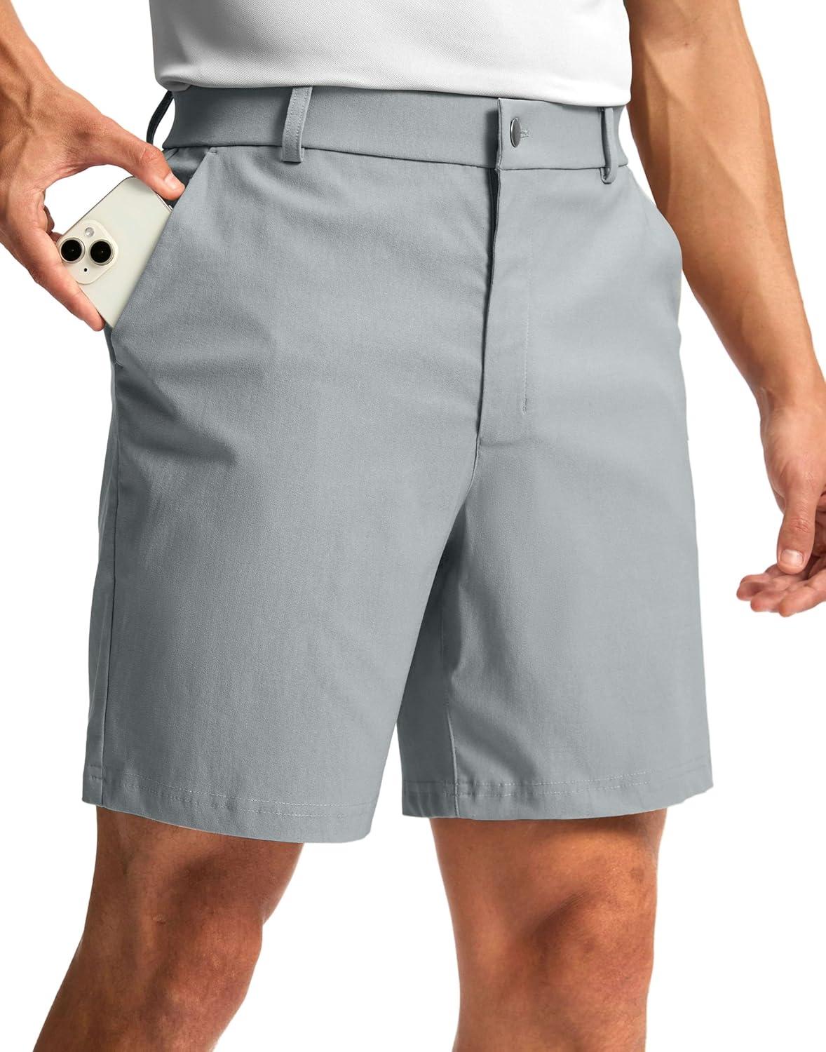 imageG Gradual Mens Golf Dress Shorts 5 7 9 Stretch Casual Work Flat Front Shorts for Men with 3 Pockets Quick DryLight Grey