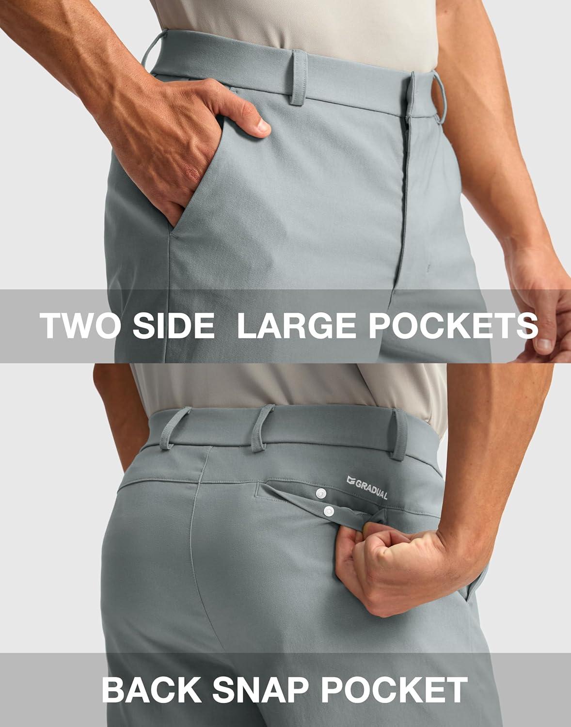 imageG Gradual Mens Golf Dress Shorts 5 7 9 Stretch Casual Work Flat Front Shorts for Men with 3 Pockets Quick DryLight Grey