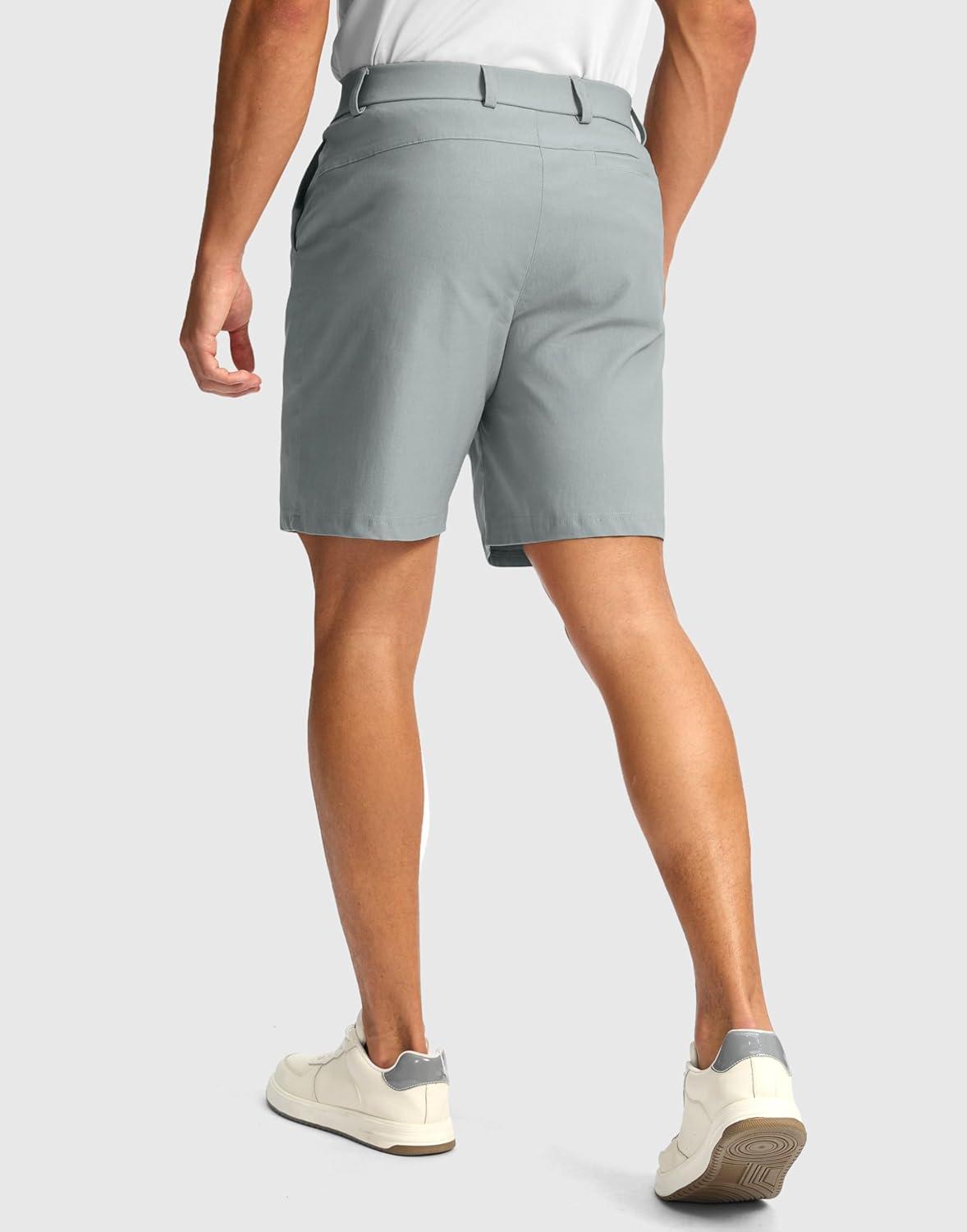 imageG Gradual Mens Golf Dress Shorts 5 7 9 Stretch Casual Work Flat Front Shorts for Men with 3 Pockets Quick DryLight Grey