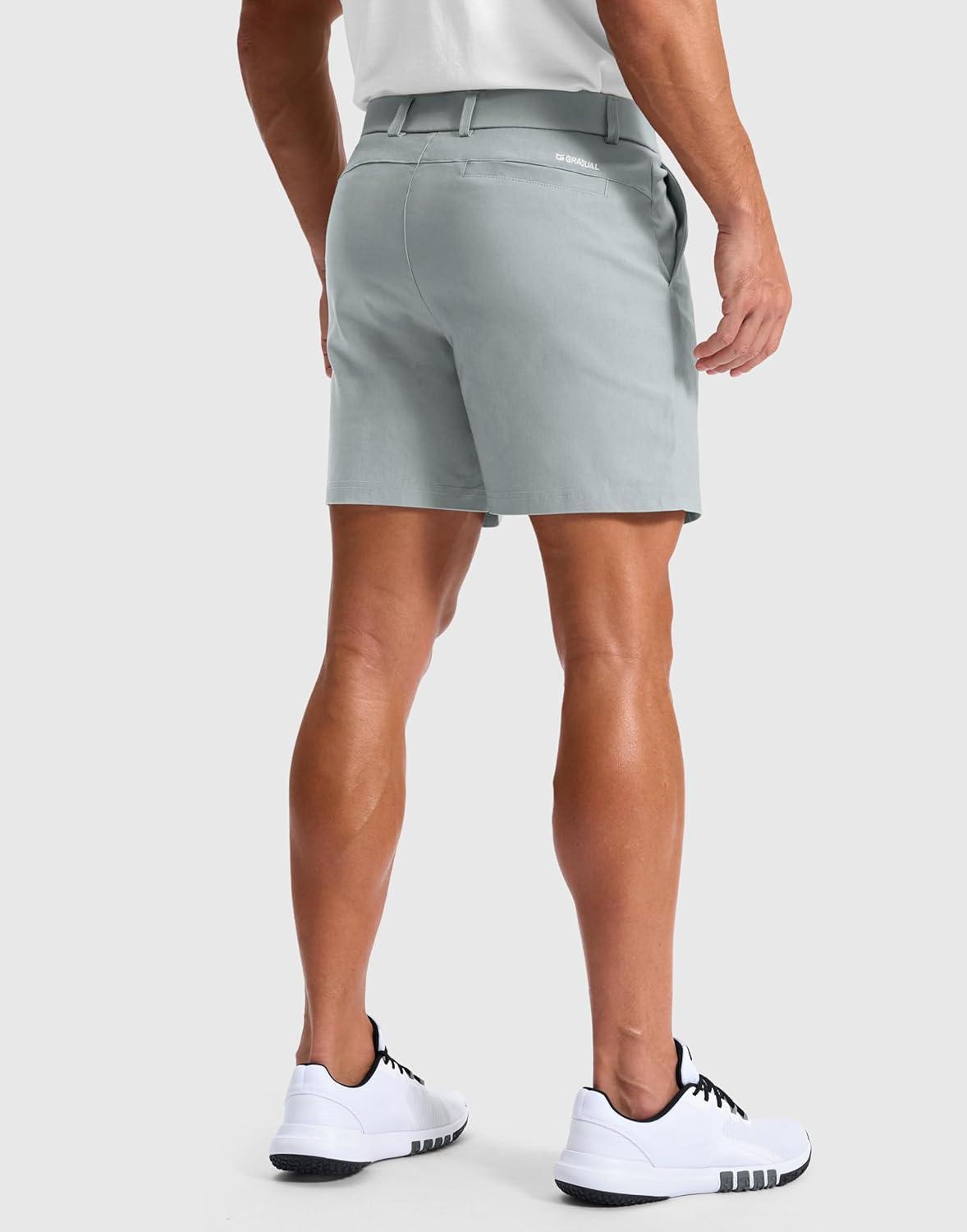 imageG Gradual Mens Golf Dress Shorts 5 7 9 Stretch Casual Work Flat Front Shorts for Men with 3 Pockets Quick DryLight Grey